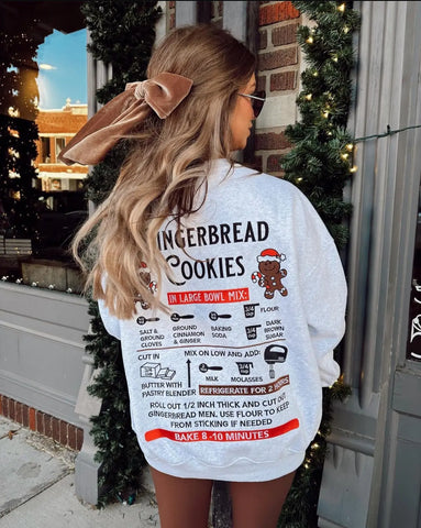 Pearl Grey Gingerbread Recipe Embroidered Christmas Sweatshirt for Cozy Holiday Style