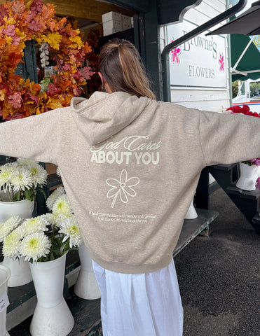 Inspiring God Cares About You Hoodie | Matthew 6:28-30 Comfort Wear