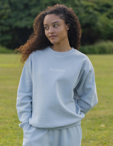Inspiring Faith Crewneck Sweatshirt with Psalm 145:18 Embroidery