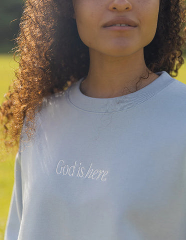 Inspiring Faith Crewneck Sweatshirt with Psalm 145:18 Embroidery
