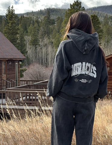 Miracles Embroidery Full Zip Hoodie for Cozy Spiritual Style