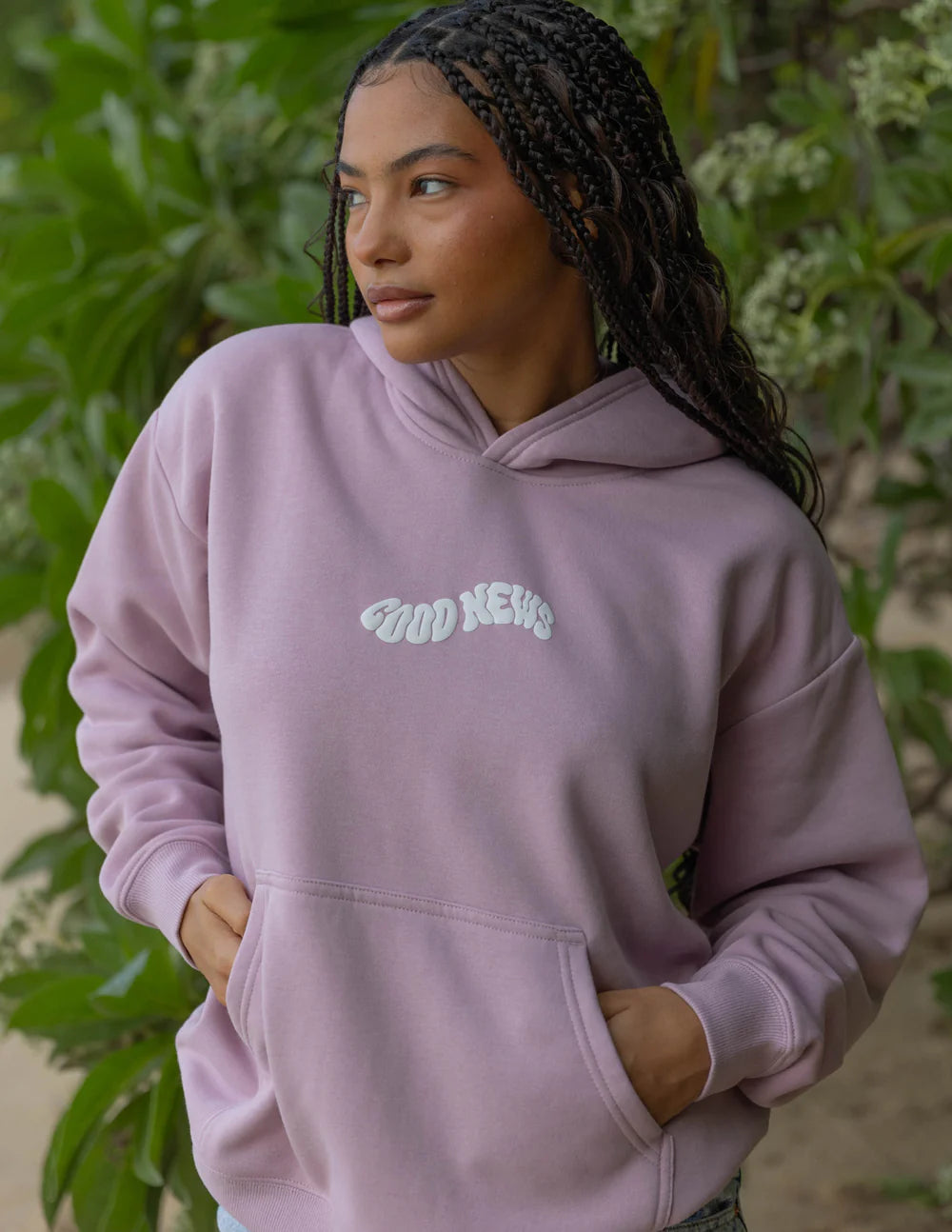 Soft Pink Hoodie with Inspirational Puff Print for Everyday Faith