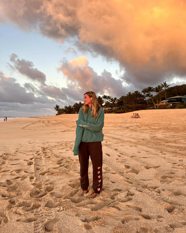 Green Words of Affirmation Oversized Hoodie for Cozy Everyday Style
