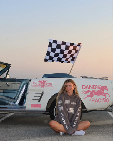 Oversized Hoodie with Heart Racing Patchwork for Cozy Everyday Style