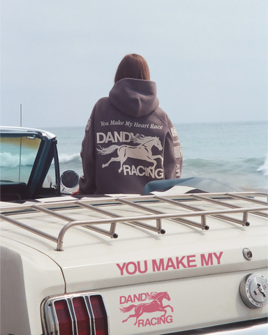 Oversized Hoodie with Heart Racing Patchwork for Cozy Everyday Style