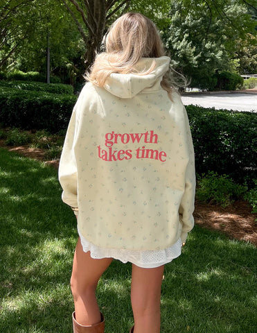 Butter Yellow Floral Print Hoodie for Everyday Inspiration and Comfort