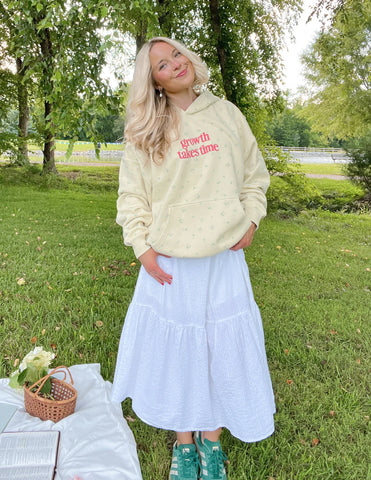 Butter Yellow Floral Print Hoodie for Everyday Inspiration and Comfort