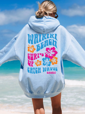 Waikiki Beach Coconut Girl Hoodie - Cute Surf Style Sweatshirt