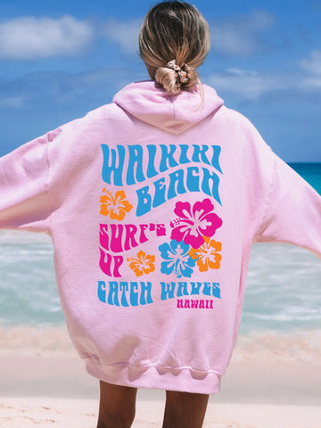 Waikiki Beach Coconut Girl Hoodie - Cute Surf Style Sweatshirt
