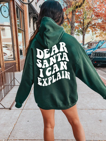 Dear Santa I Can Explain Hoodie | Hilarious Christmas Party Sweatshirt for Cozy Holiday Style