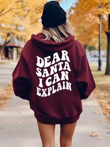 Dear Santa I Can Explain Hoodie | Hilarious Christmas Party Sweatshirt for Cozy Holiday Style