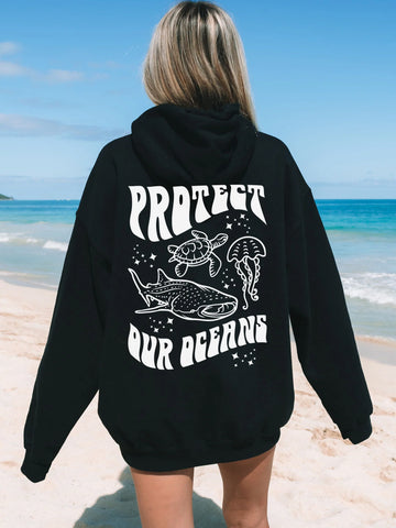 Ocean Conservation Hoodie with Sea Animals for Everyday Beachy Style