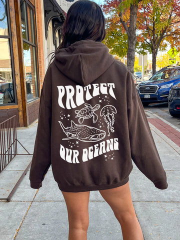 Ocean Conservation Hoodie with Sea Animals for Everyday Beachy Style