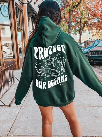 Ocean Conservation Hoodie with Sea Animals for Everyday Beachy Style
