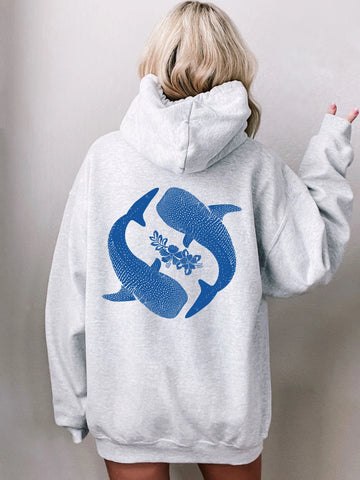 Yin Yang Whale Shark Hoodie for Ocean Conservation & Boho Style