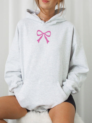 Girly Pink Coquette Bow Hoodie with Inspiring Love Message - Double Sided Design