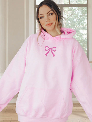 Double-Sided Coquette Bow Hoodie for a Preppy & Playful Look