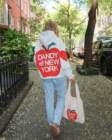 Oversized Heathered Gray Hoodie with Embroidered NYC Street Style