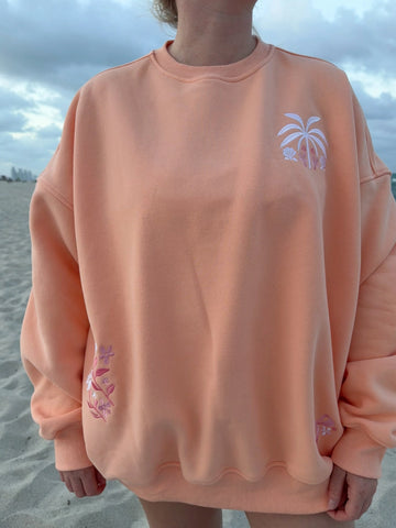 Tropical Palms Sherbet Sweatshirt for Sunny Days and Cozy Vibes
