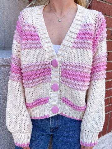 Chunky Knit Pink Cardigan for Cozy Everyday Outfits
