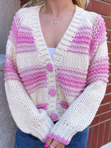 Chunky Knit Pink Cardigan for Cozy Everyday Outfits
