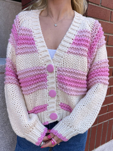 Chunky Knit Pink Cardigan for Cozy Everyday Outfits