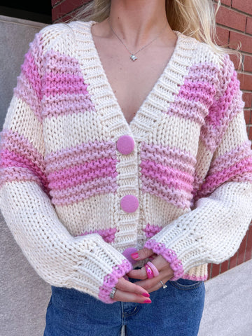 Chunky Knit Pink Cardigan for Cozy Everyday Outfits