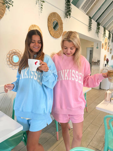Pink Varsity Sunkissed Embroidered Mockneck Sweatshirt in Cozy 100% Cotton