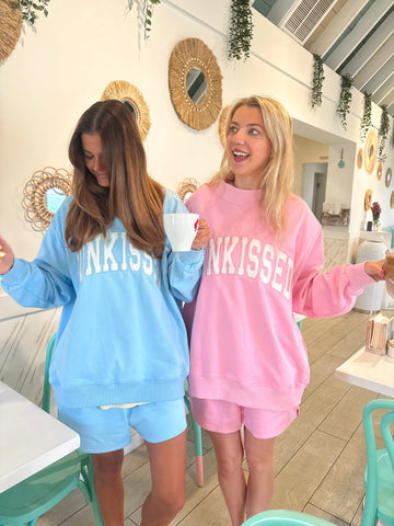 Pink Varsity Sunkissed Embroidered Mockneck Sweatshirt in Cozy 100% Cotton