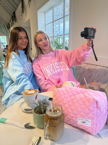 Vintage Embroidered Mockneck Sweatshirt in Berry Blue - Cozy Cotton Everyday Style