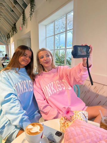 Pink Varsity Sunkissed Embroidered Mockneck Sweatshirt in Cozy 100% Cotton