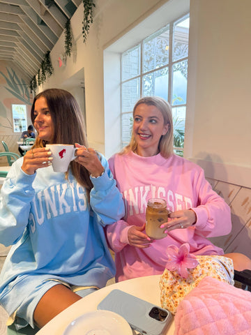 Pink Varsity Sunkissed Embroidered Mockneck Sweatshirt in Cozy 100% Cotton