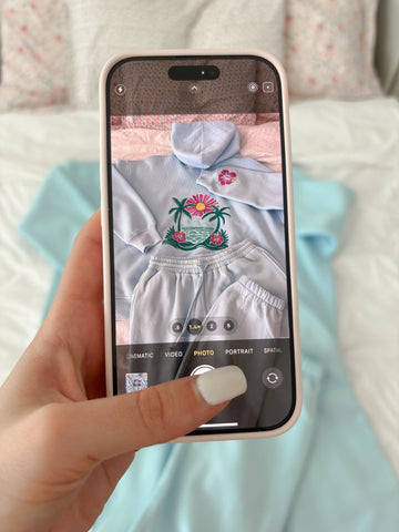 Icy Blue Embroidered Hibiscus Hoodie for Beach Day Style