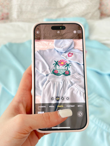 Icy Blue Embroidered Hibiscus Hoodie for Beach Day Style