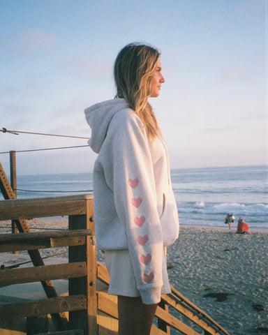 Oversized Hoodie with Heart Sleeve Detail for Cozy Everyday Style