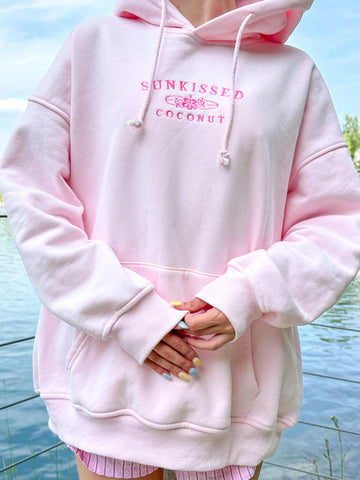 Soft Pink Embroidered Hoodie with Cozy Everyday Style