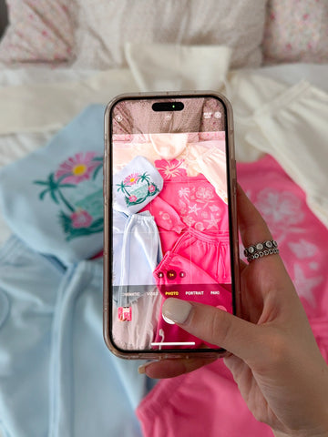 Tropical Embroidered Sweatshirt in Blooming Hibiscus Pink