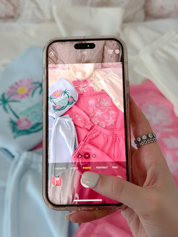 Tropical Embroidered Sweatshirt in Blooming Hibiscus Pink