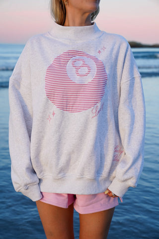 Pearl Grey 8 Ball Embroidered Sweatshirt for Effortless Street Style