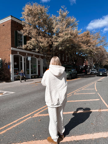 Cozy Ivory Cherry Print Hoodie for Everyday Casual Style