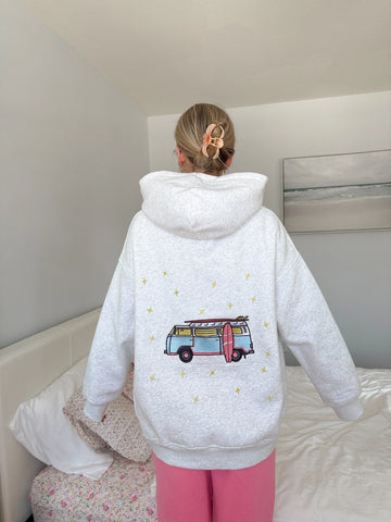Effortless Pearl Grey Hoodie with Embroidered Star for Everyday Style