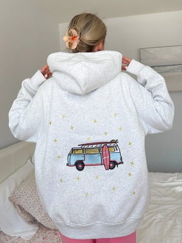 Effortless Pearl Grey Hoodie with Embroidered Star for Everyday Style