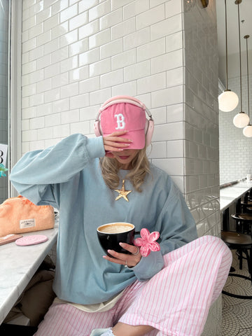 Soft Light Blue Corduroy Crewneck Sweatshirt for Everyday Comfort