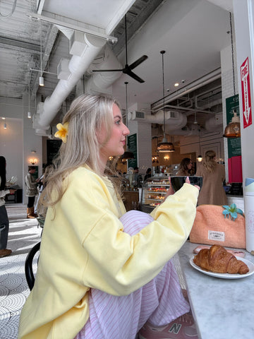 Vibrant Banana Yellow Embroidered Sweatshirt for Effortless Street Style