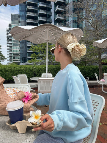 Icy Blue Embroidered Sweatshirt for a Cozy & Effortless Look