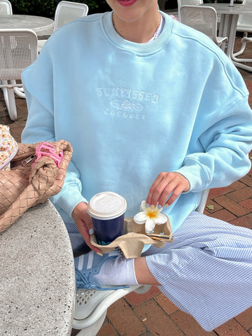 Icy Blue Embroidered Sweatshirt for a Cozy & Effortless Look