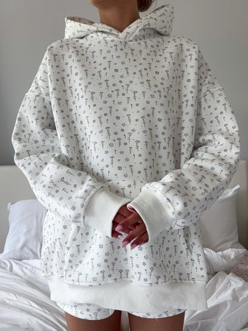 Ditsy Blue Floral Hoodie for a Dreamy, Casual Look
