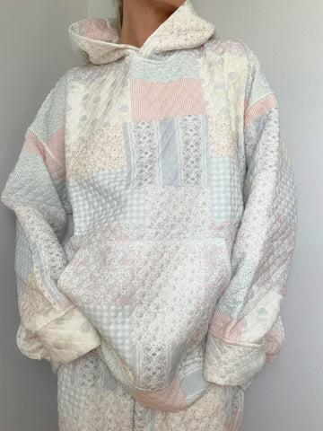 Dreamy Pastel Blue Quilted Hoodie for Effortless Cozy Style