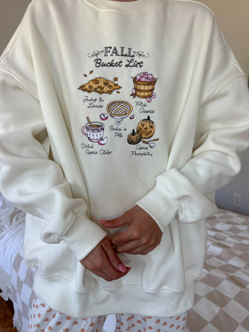 Embroidered Fall Bucket List Sweatshirt for Cozy Autumn Days