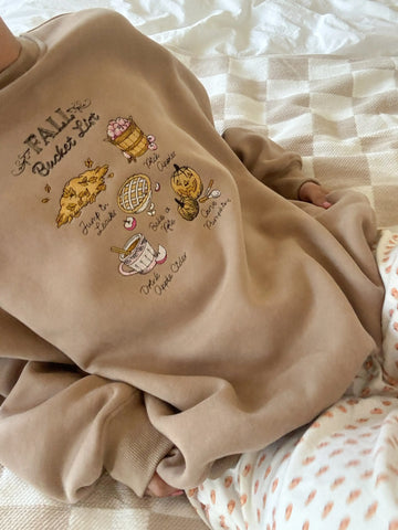 Cozy Fall Bucket List Embroidered Sweatshirt for Autumn Adventures